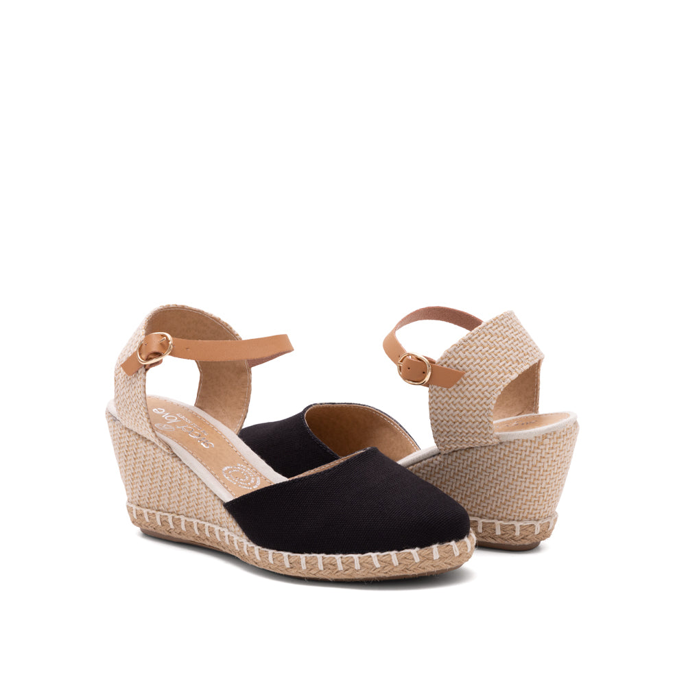 Alpargata Negro Mujer Plataforma Yute  1-9925