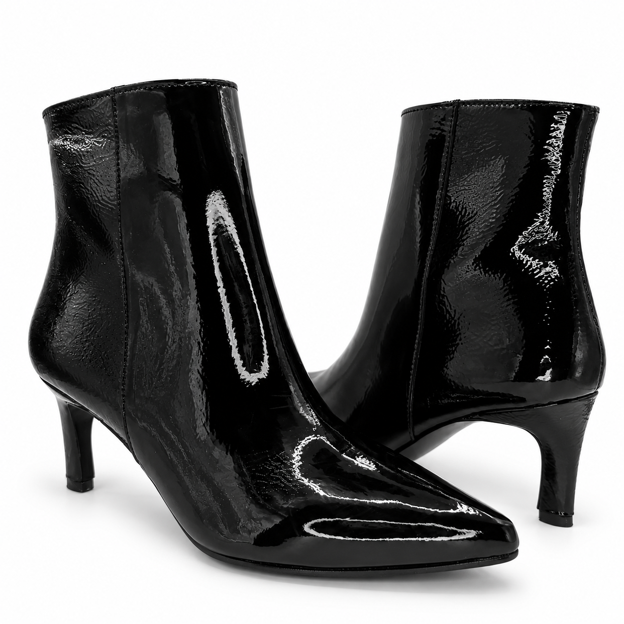 Botín Dama Charol Negro Punta Tacón Fino 41-4704