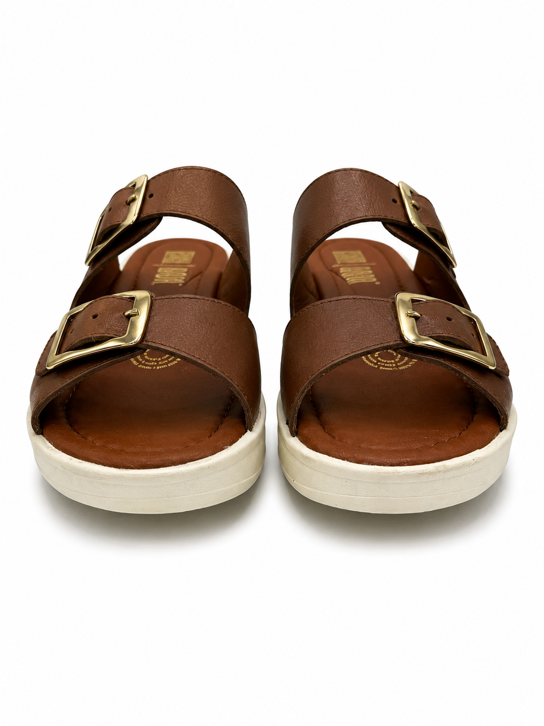 Sandalia Confort Marrón Mujer Piel Dos Hebillas 3-434