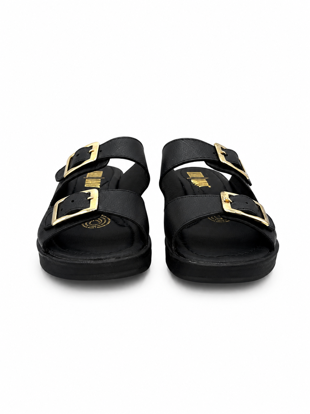 Sandalia Confort Negra Mujer Piel Dos Hebillas 3-434