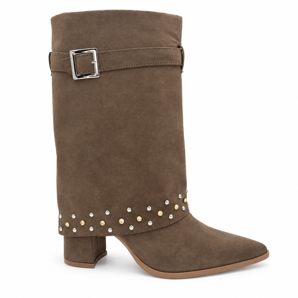 Bota Nutria Fold Over Dama Punta Fina Con Estoperlos 7-13204