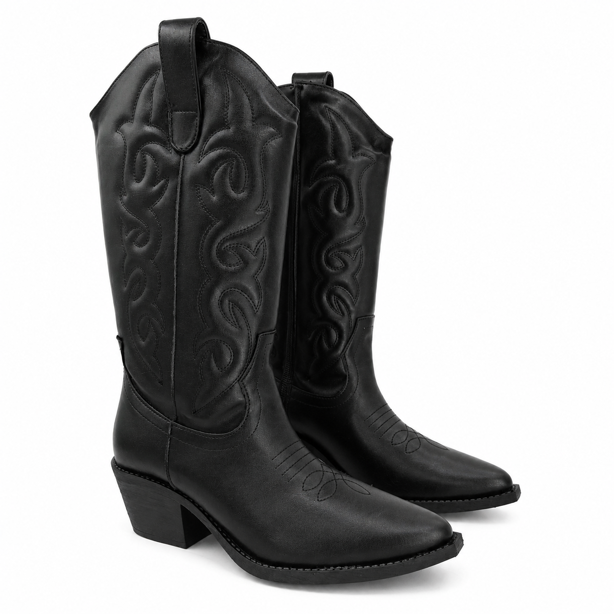 Bota Dama Vaquera Negra Bordada 7-13114