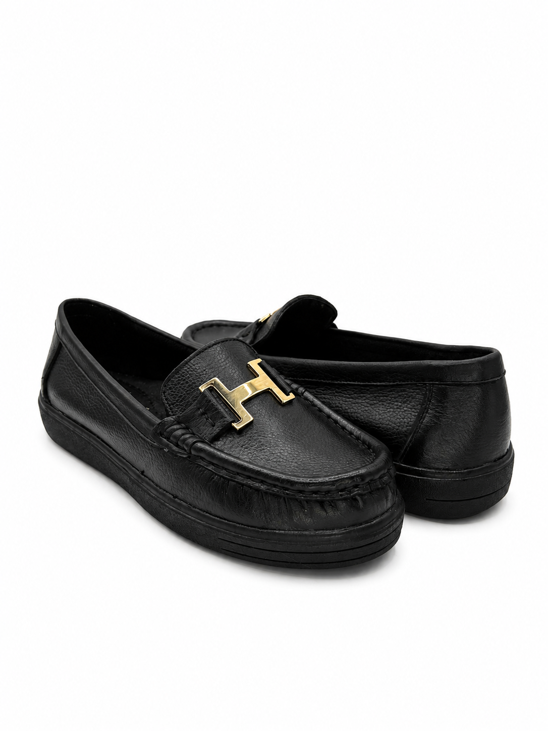 Mocasín  Confort De Piel Negro Con Hebilla 3-605