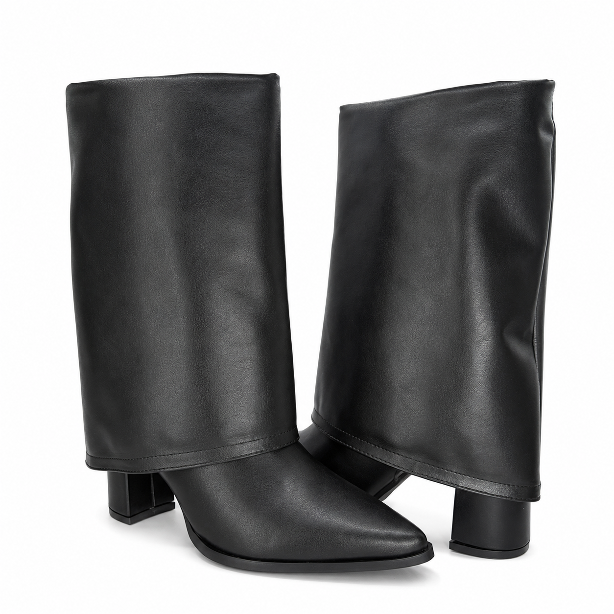 Bota Negra Fold Over Dama Punta Fina 7-13201