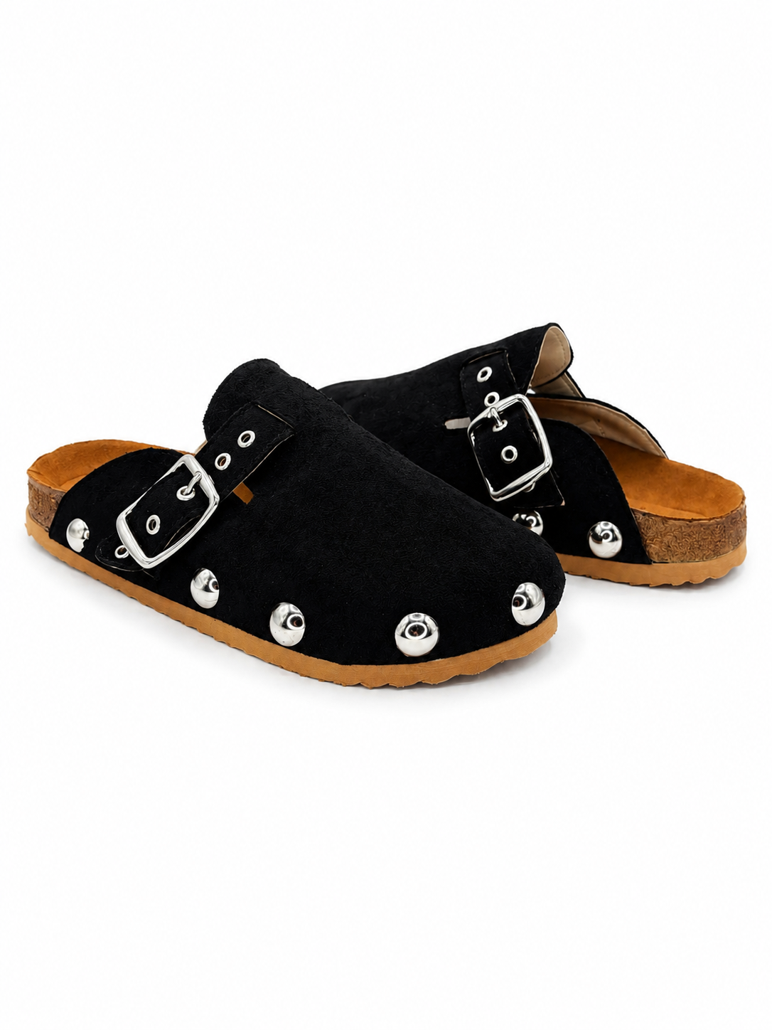 Sueco Negro Mujer Tipo Mule Estoperoles Hebilla 11-40011