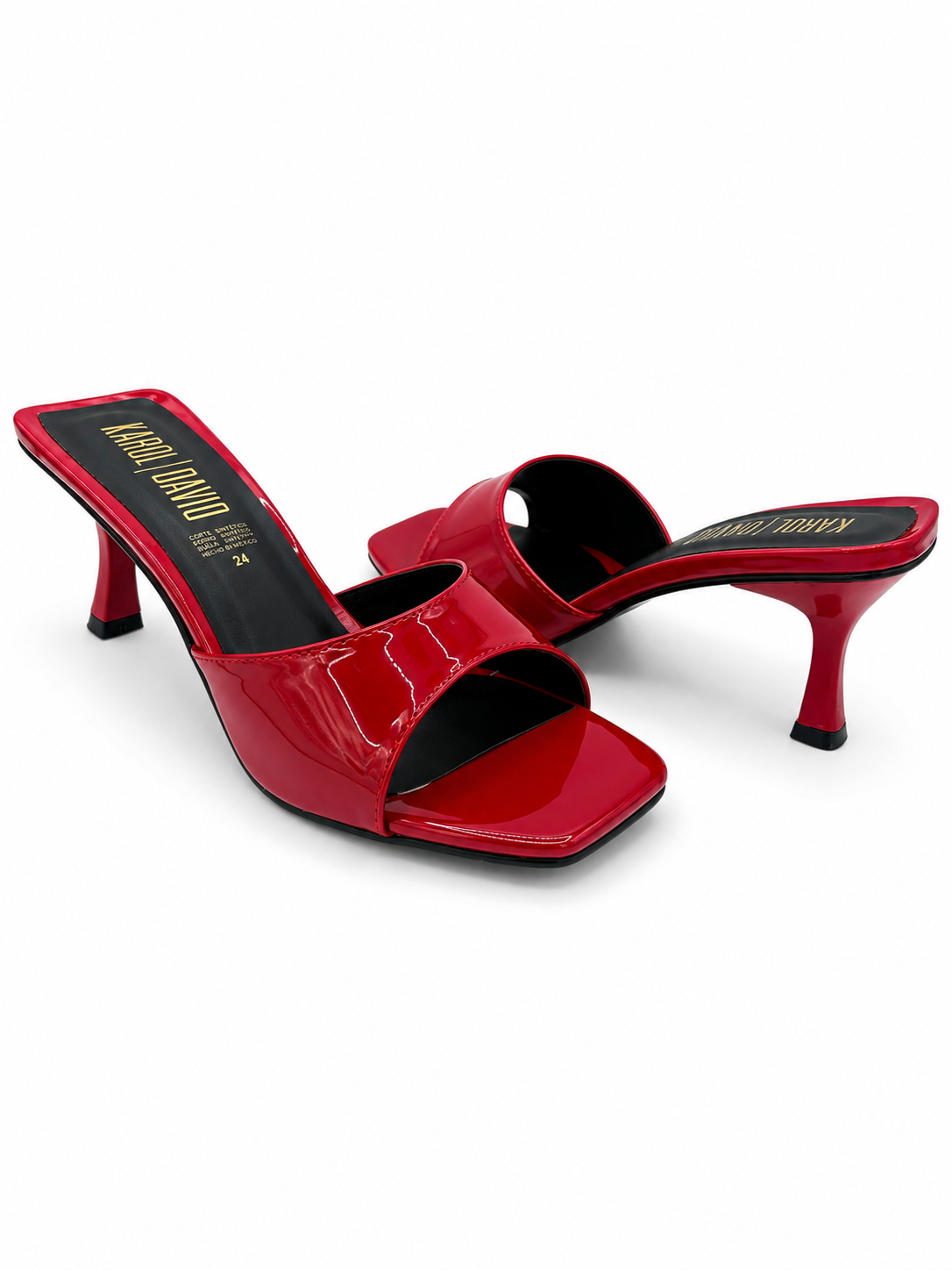 Zapatilla Tacón Bajo Tipo Mule Rojo 16-310