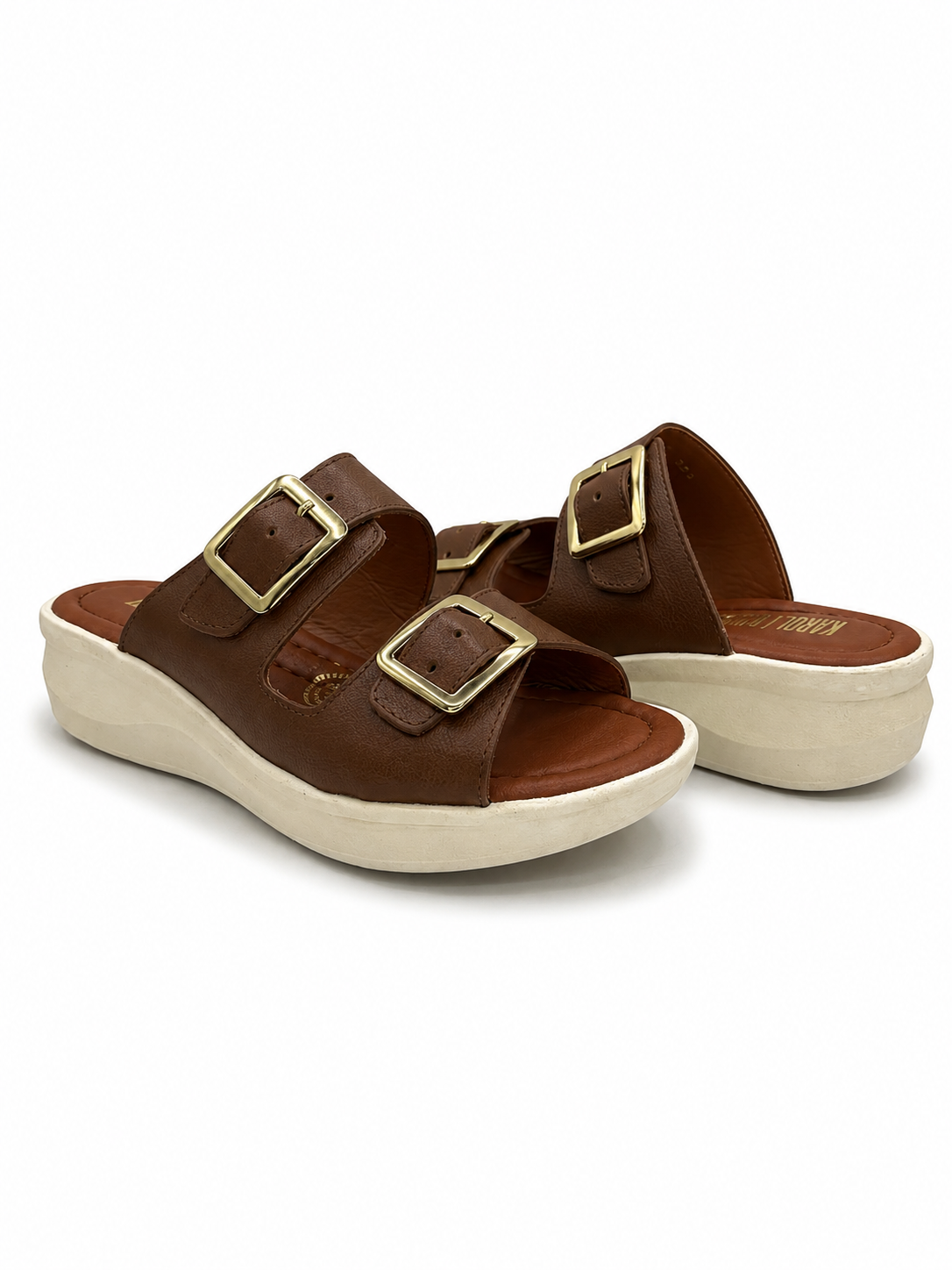 Sandalia Confort Marrón Mujer Piel Dos Hebillas 3-434