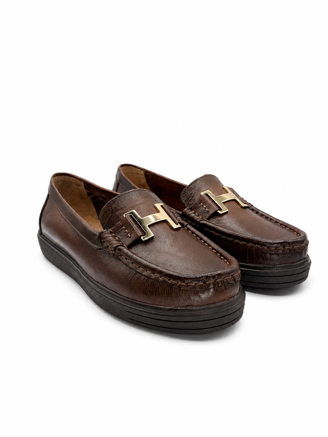 Mocasín  Confort De Piel Miel Con Hebilla 3-605