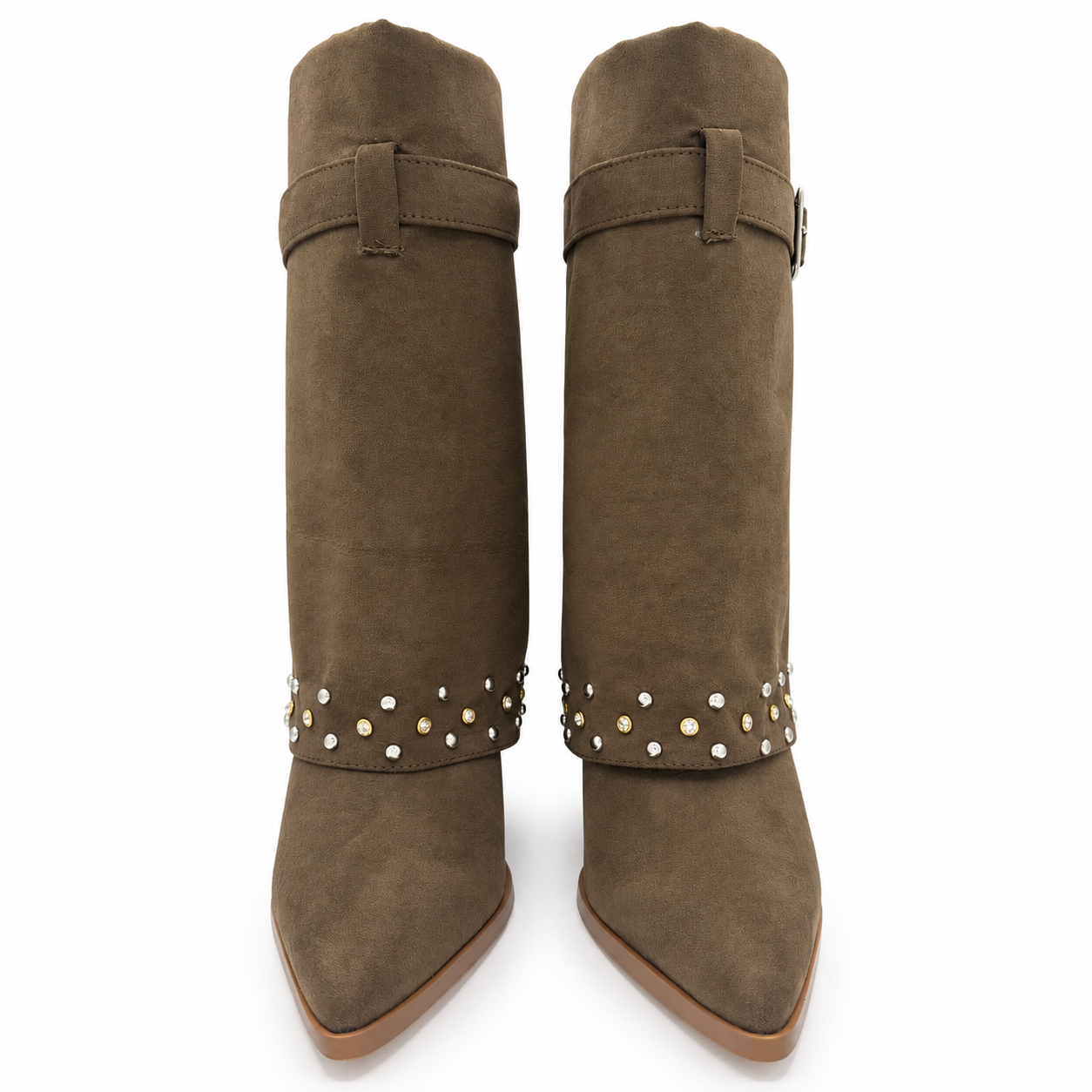 Bota Nutria Fold Over Dama Punta Fina Con Estoperlos 7-13204