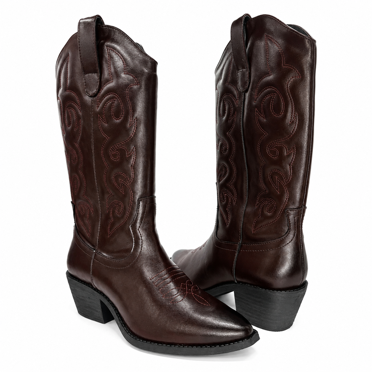 Bota Dama Vaquera Vino  Bordada 7-13114