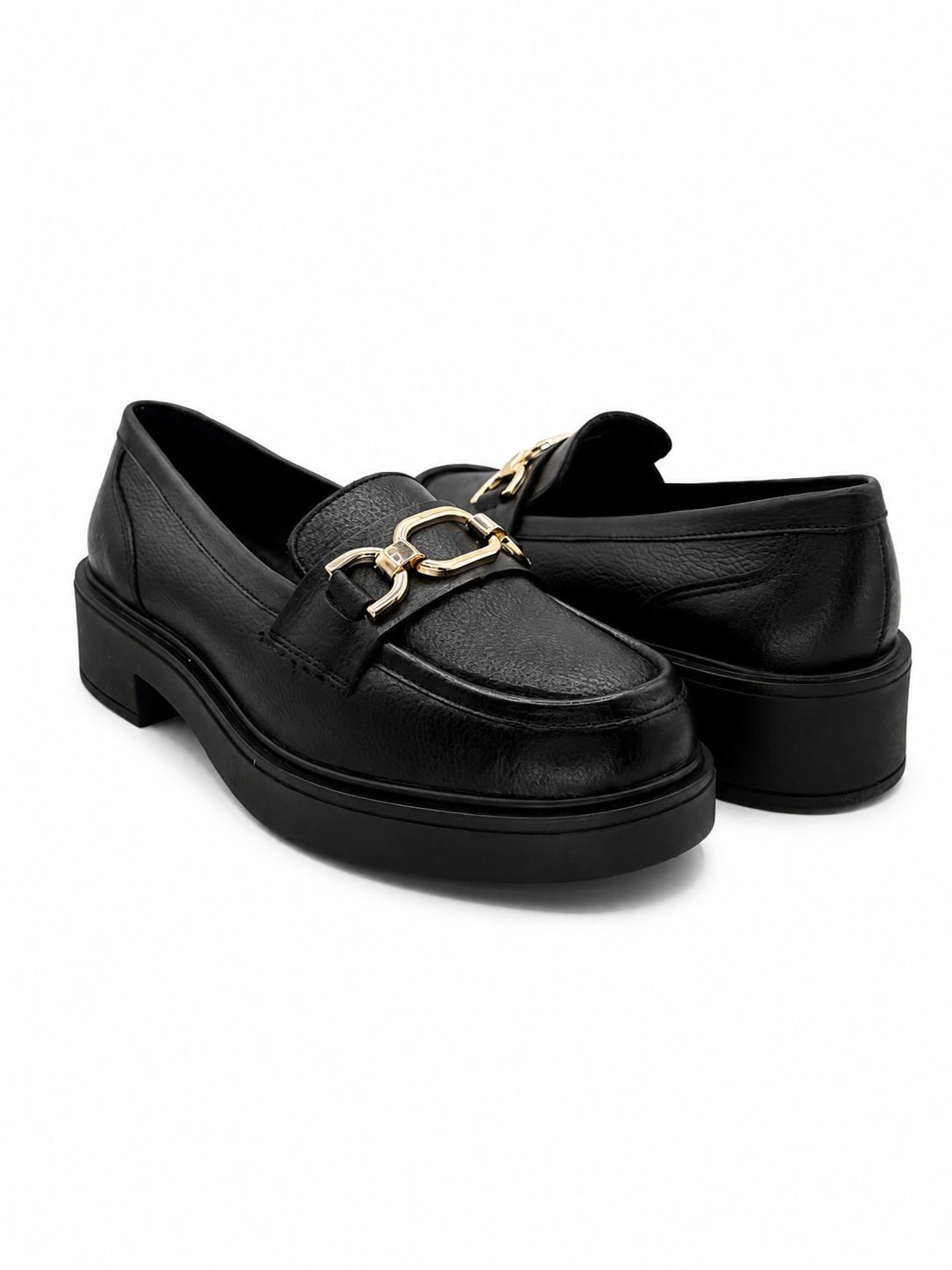 Mocasín Confort De Piel Negro Con Hebilla 3-1103