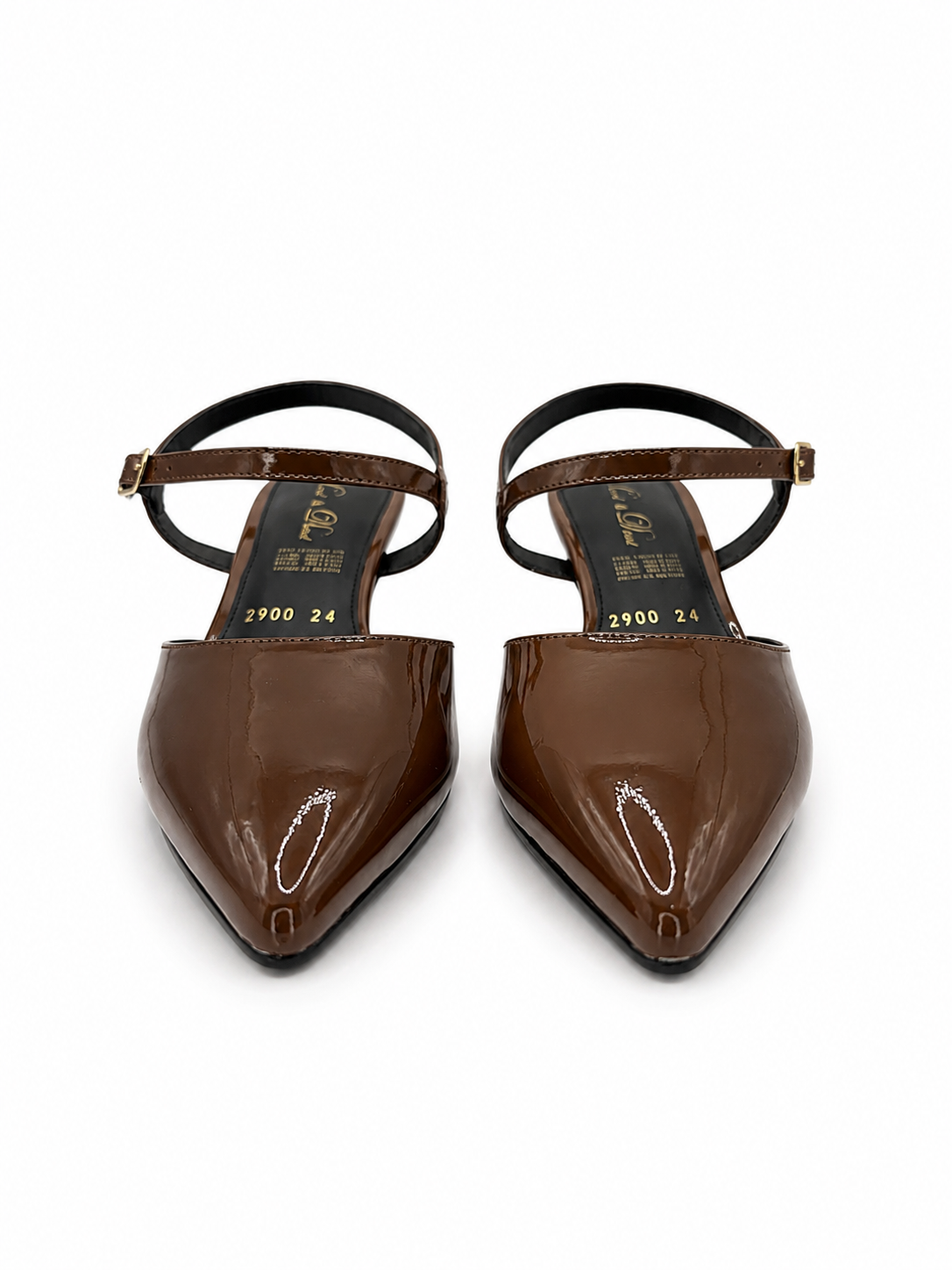 Zapatilla Mujer Café Charol Punta Fina Tacón Bajo 41-2900