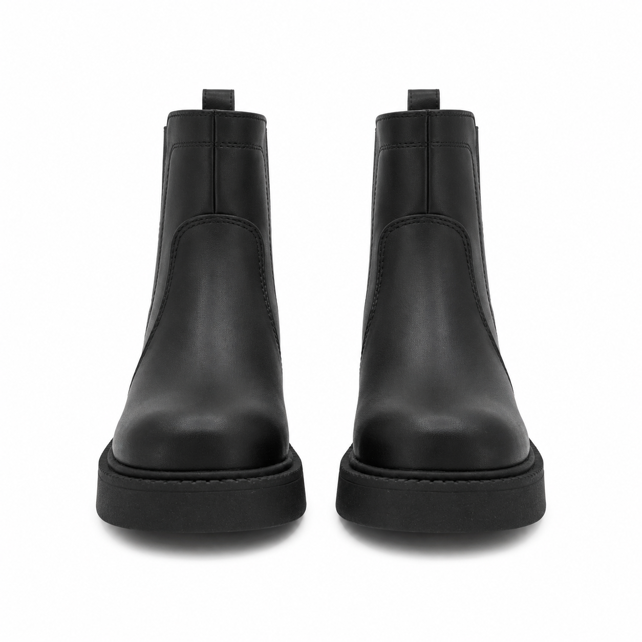 Botín Dama Negro Estilo Chelsea Tacón Grueso 17-580