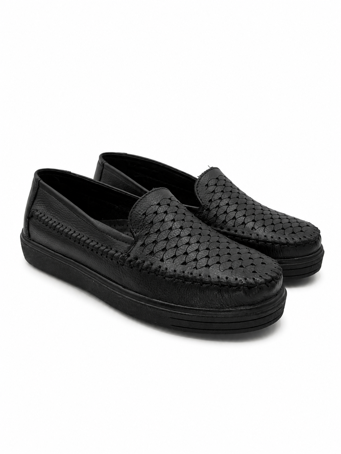 Mocasín Confort De Piel Perforados Negro 3-510