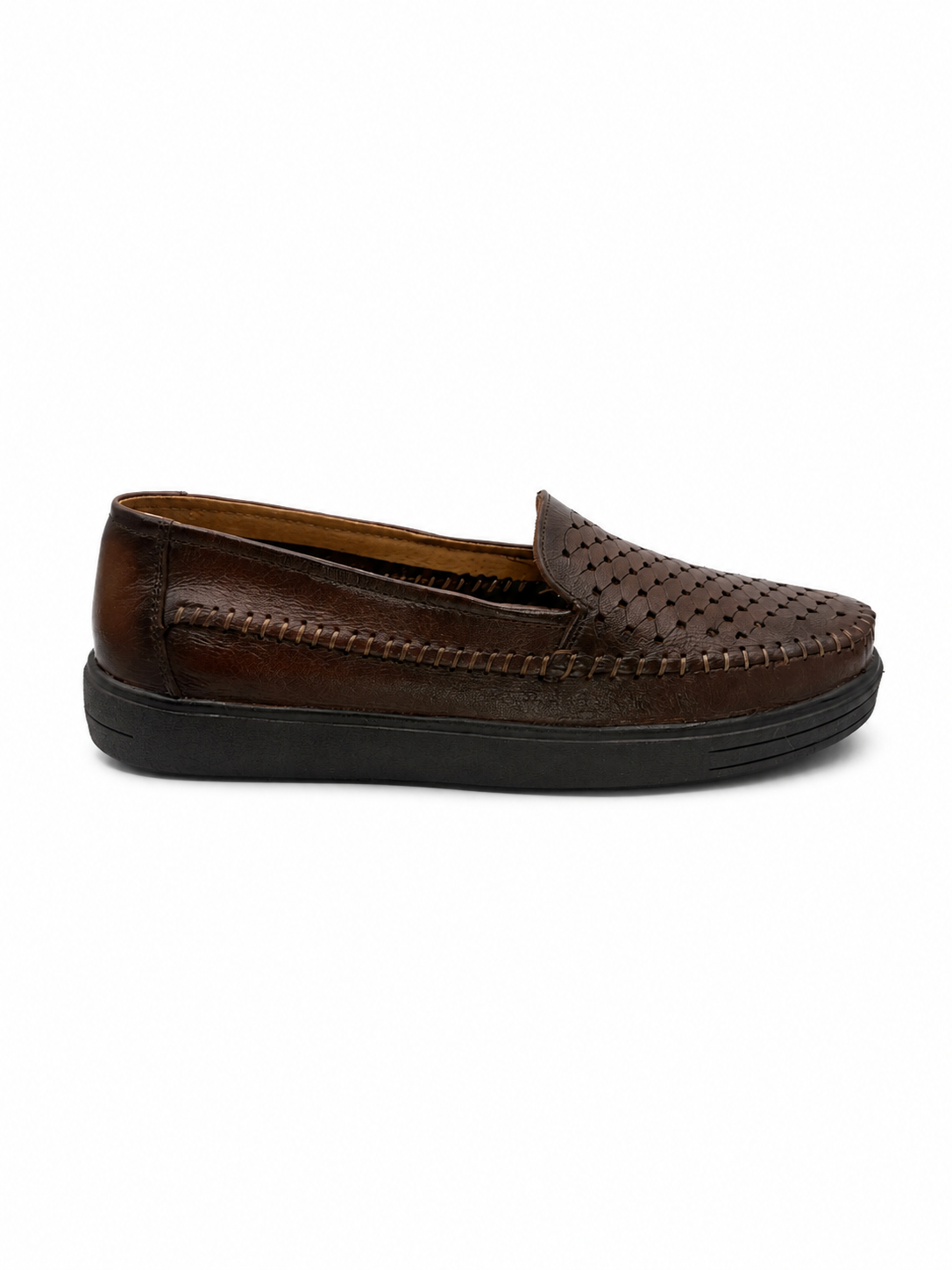 Mocasín Confort De Piel Perforados Miel 3-510
