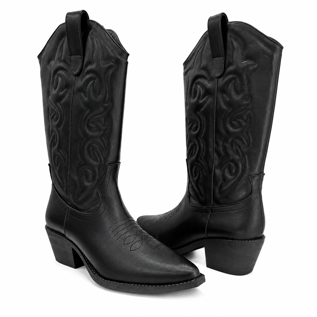 Bota Dama Vaquera Negra Bordada 7-13114