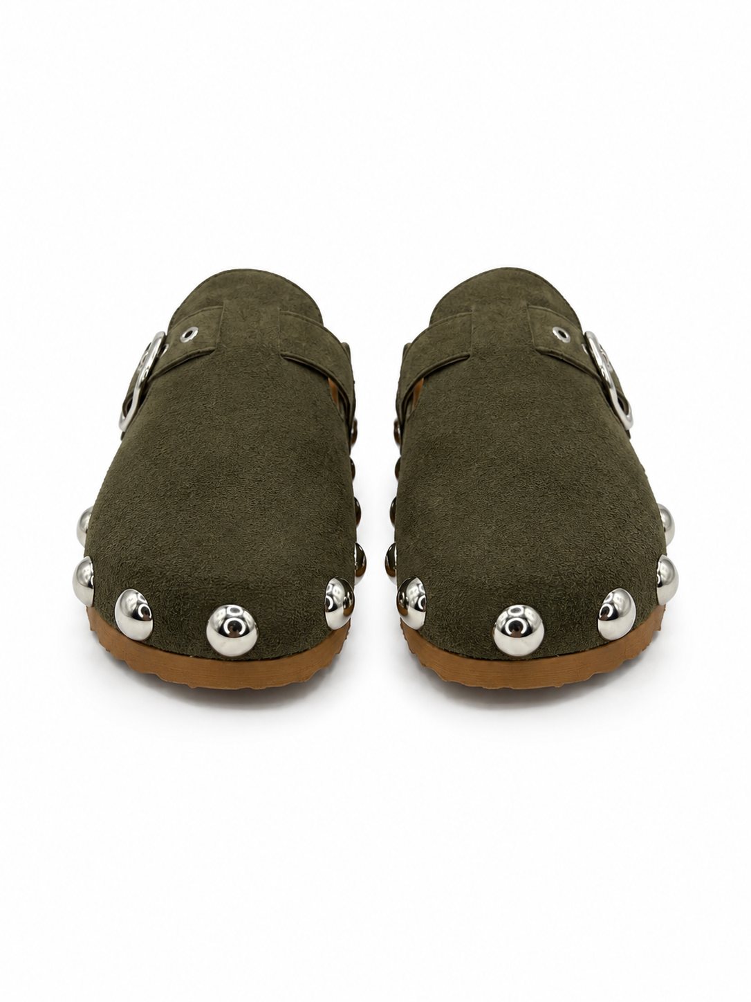 Sueco Musgo Mujer Tipo Mule Estoperoles Hebilla 11-40011