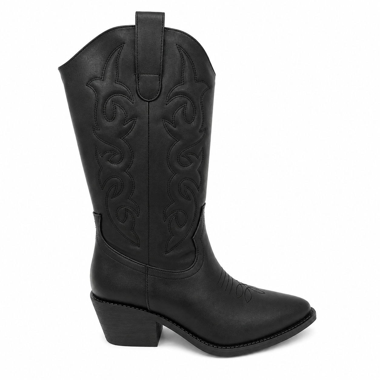 Bota Dama Vaquera Negra Bordada 7-13114