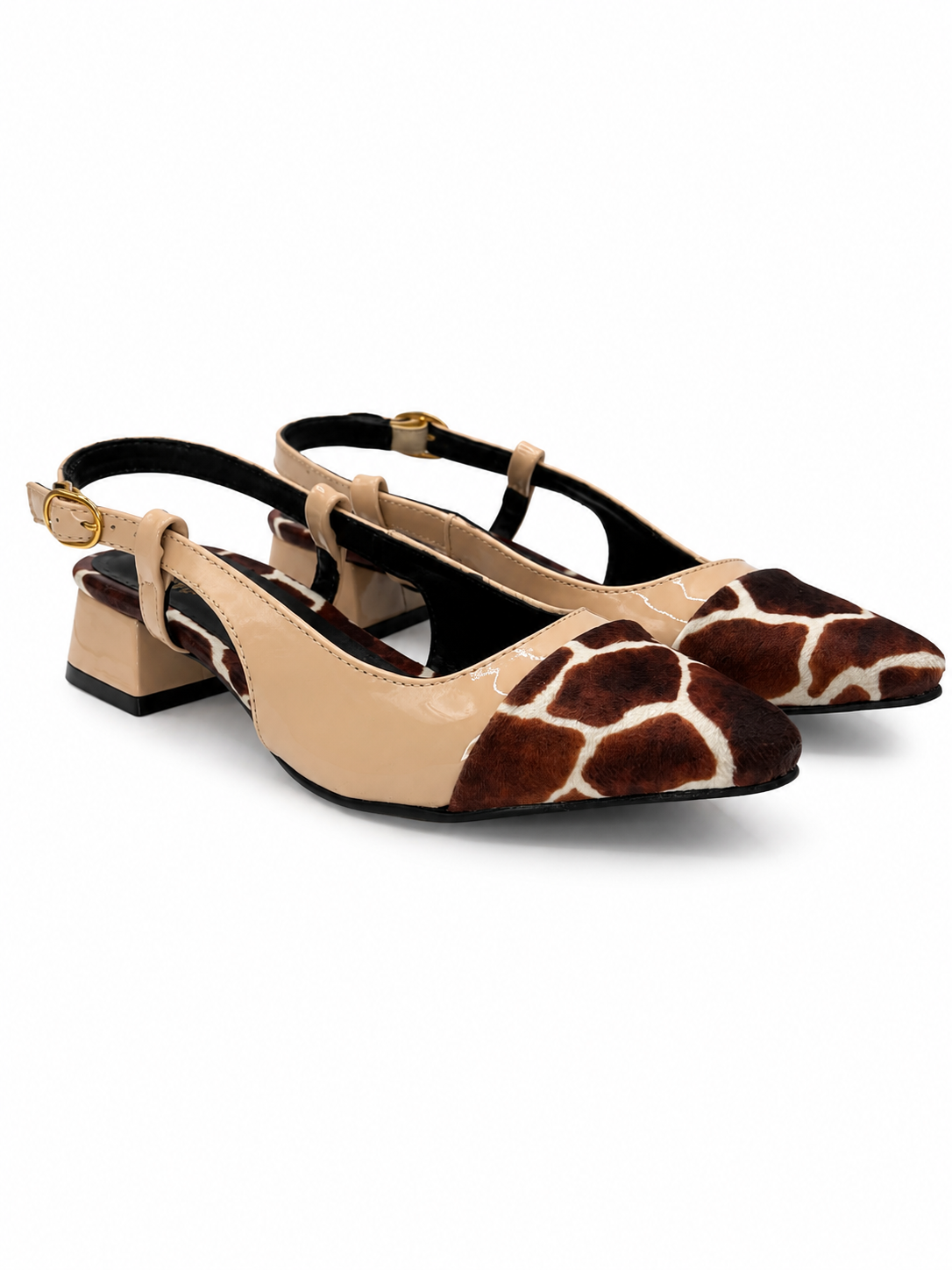 Zapatilla Mujer Charol Neutro Punta Fina Jirafa 38-1121