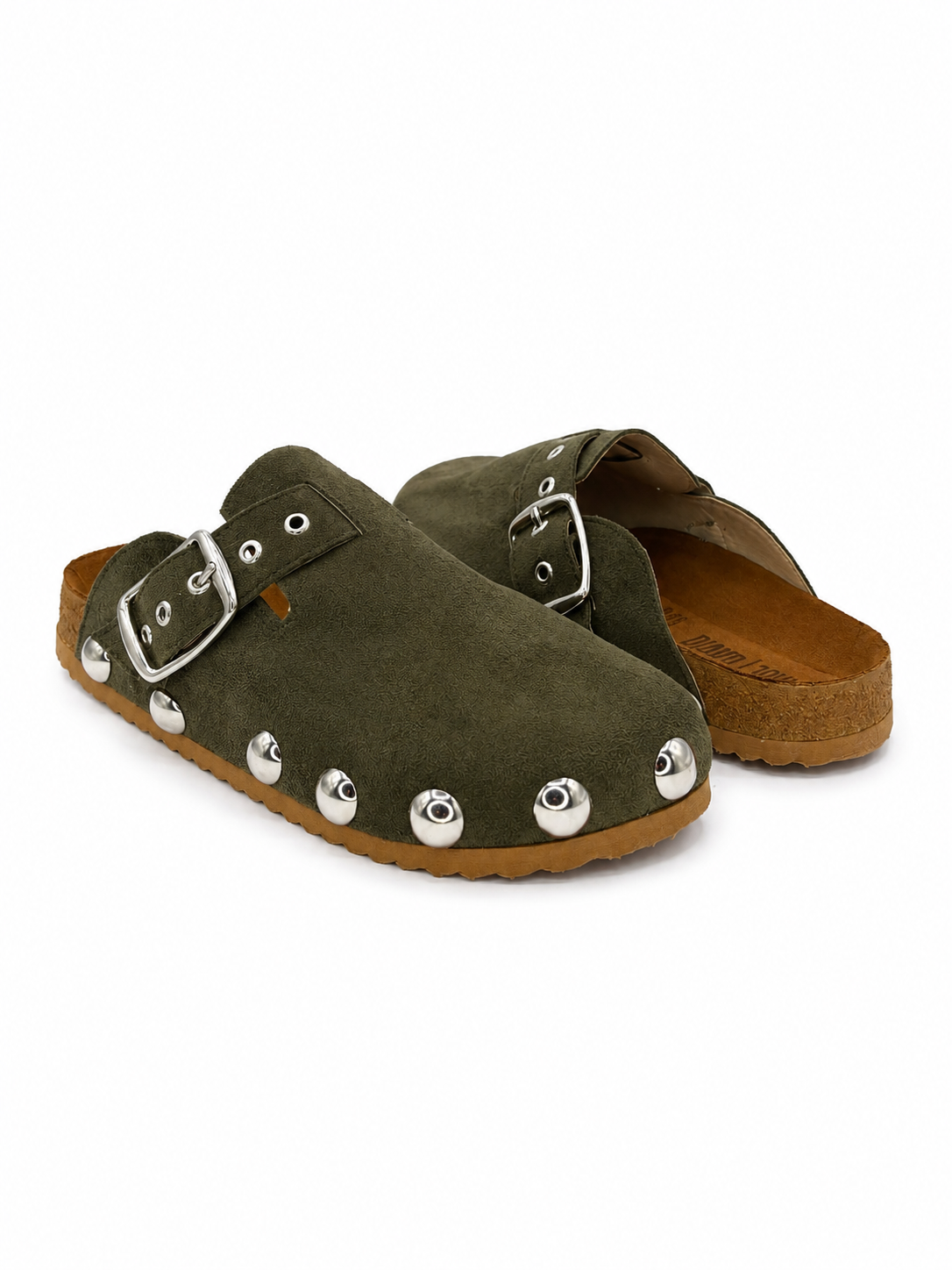 Sueco Musgo Mujer Tipo Mule Estoperoles Hebilla 11-40011