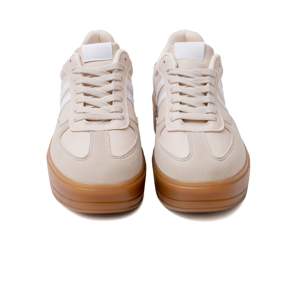 Tenis Dama Latte Con Blanco Plataforma Street Style 1-66111