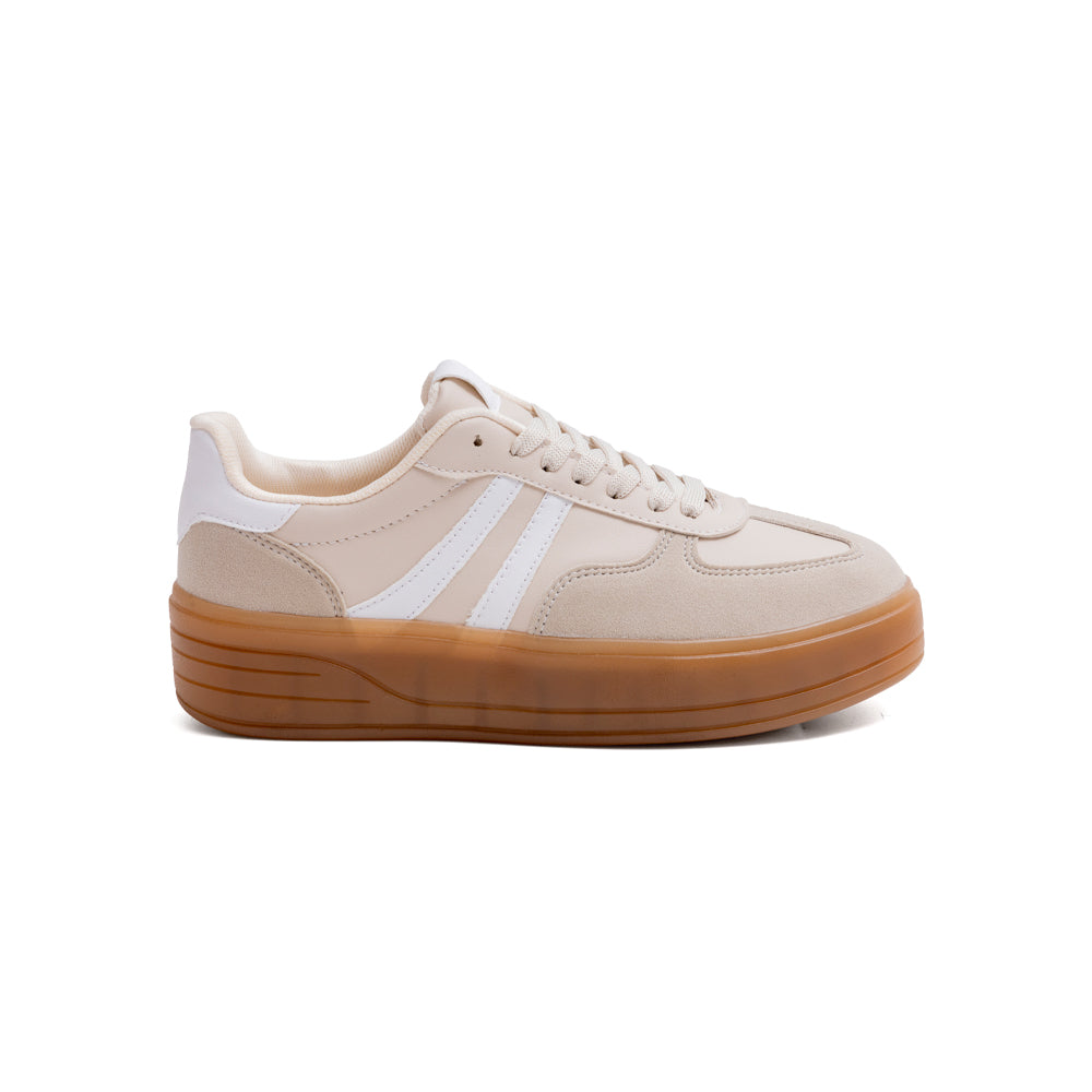 Tenis Dama Latte Con Blanco Plataforma Street Style 1-66111