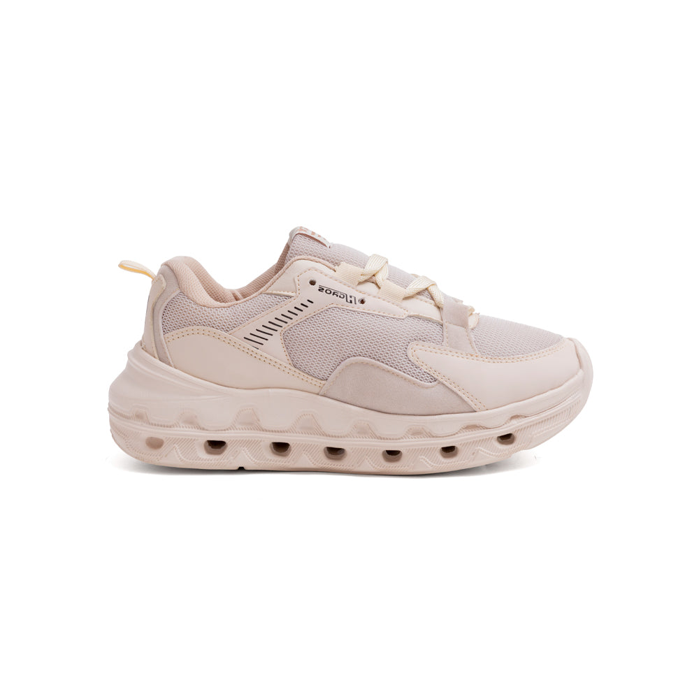 Tenis Beige Dama Estilo Urbano Plataforma Ligera 25-321