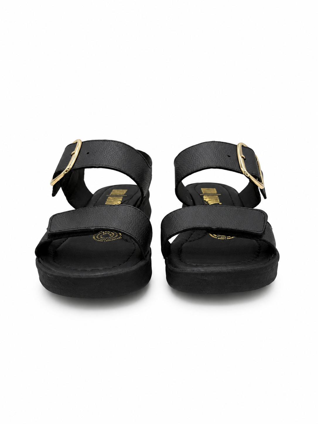Sandalia Confort Negra Mujer Piel Hebilla 3-432