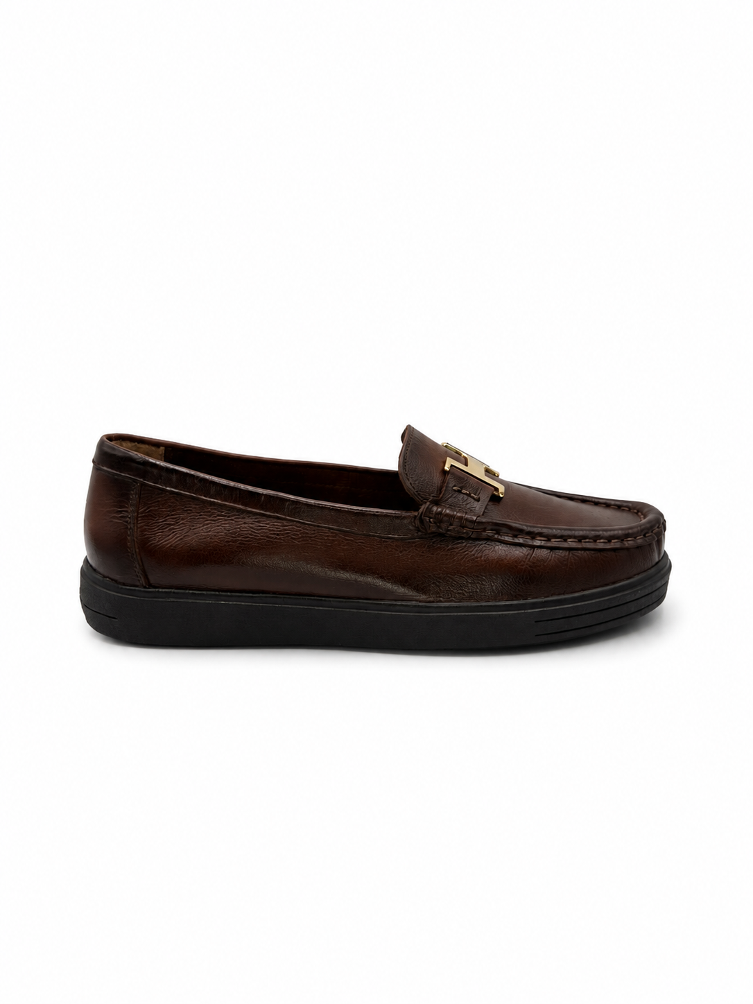Mocasín  Confort De Piel Miel Con Hebilla 3-605