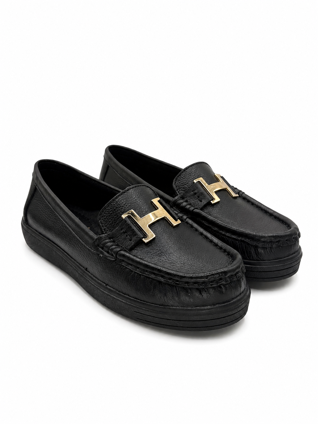 Mocasín  Confort De Piel Negro Con Hebilla 3-605