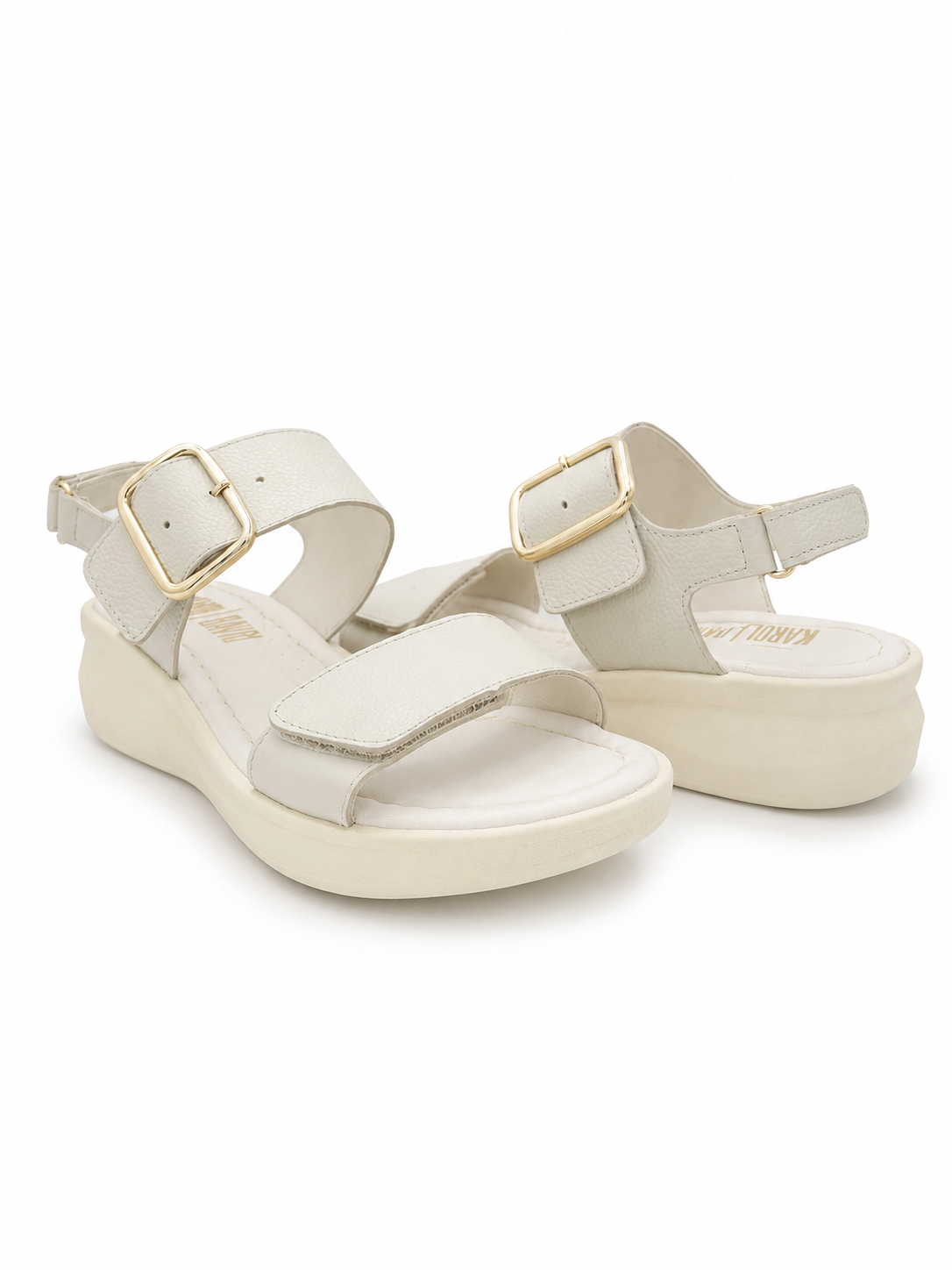 Sandalia Confort Beige Mujer Piel Hebilla 3-432