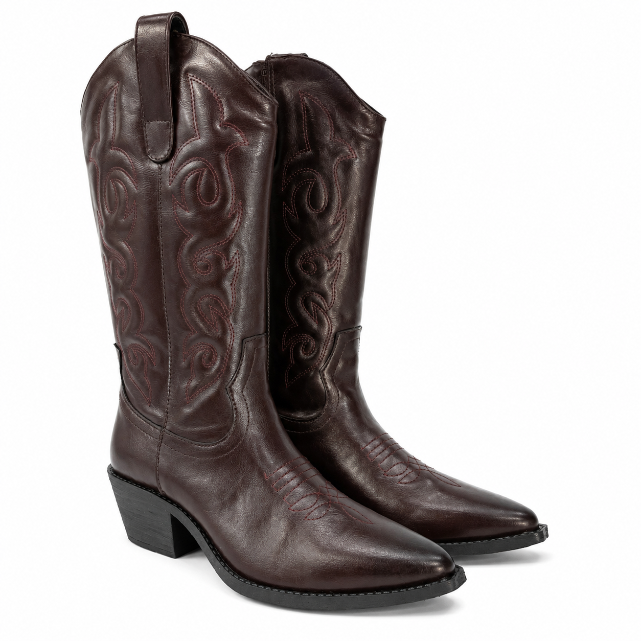 Bota Dama Vaquera Vino  Bordada 7-13114