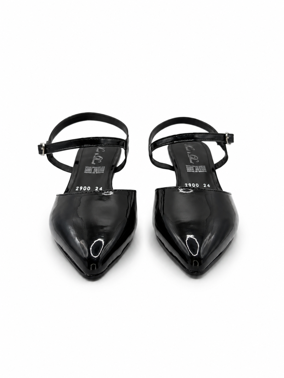 Zapatilla Mujer Negro Charol Punta Fina Tacón Bajo 41-2900