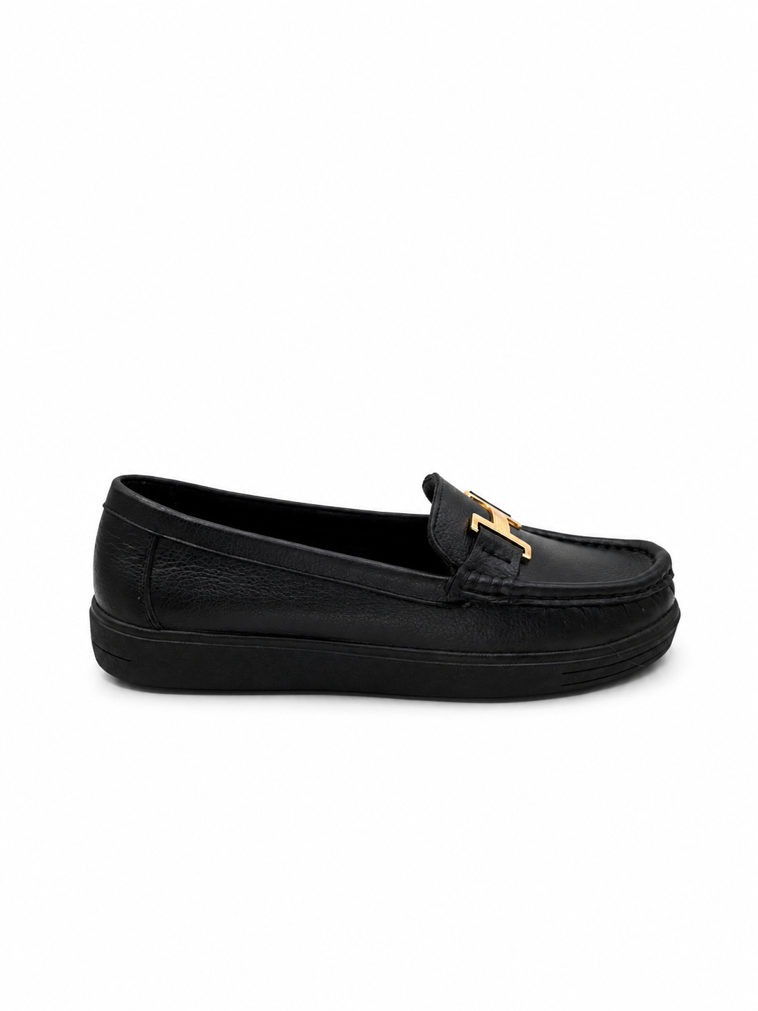 Mocasín  Confort De Piel Negro Con Hebilla 3-605