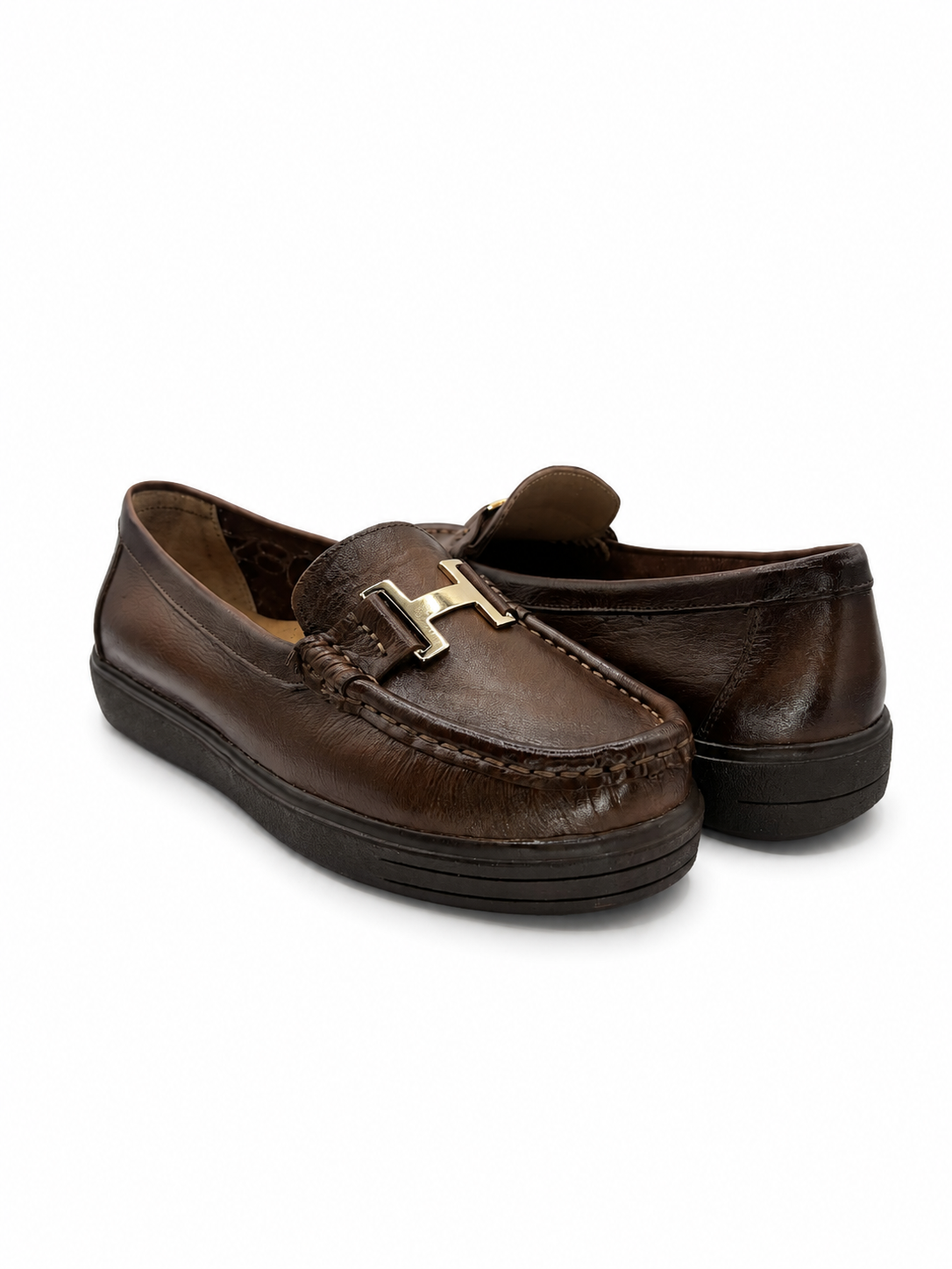 Mocasín  Confort De Piel Miel Con Hebilla 3-605