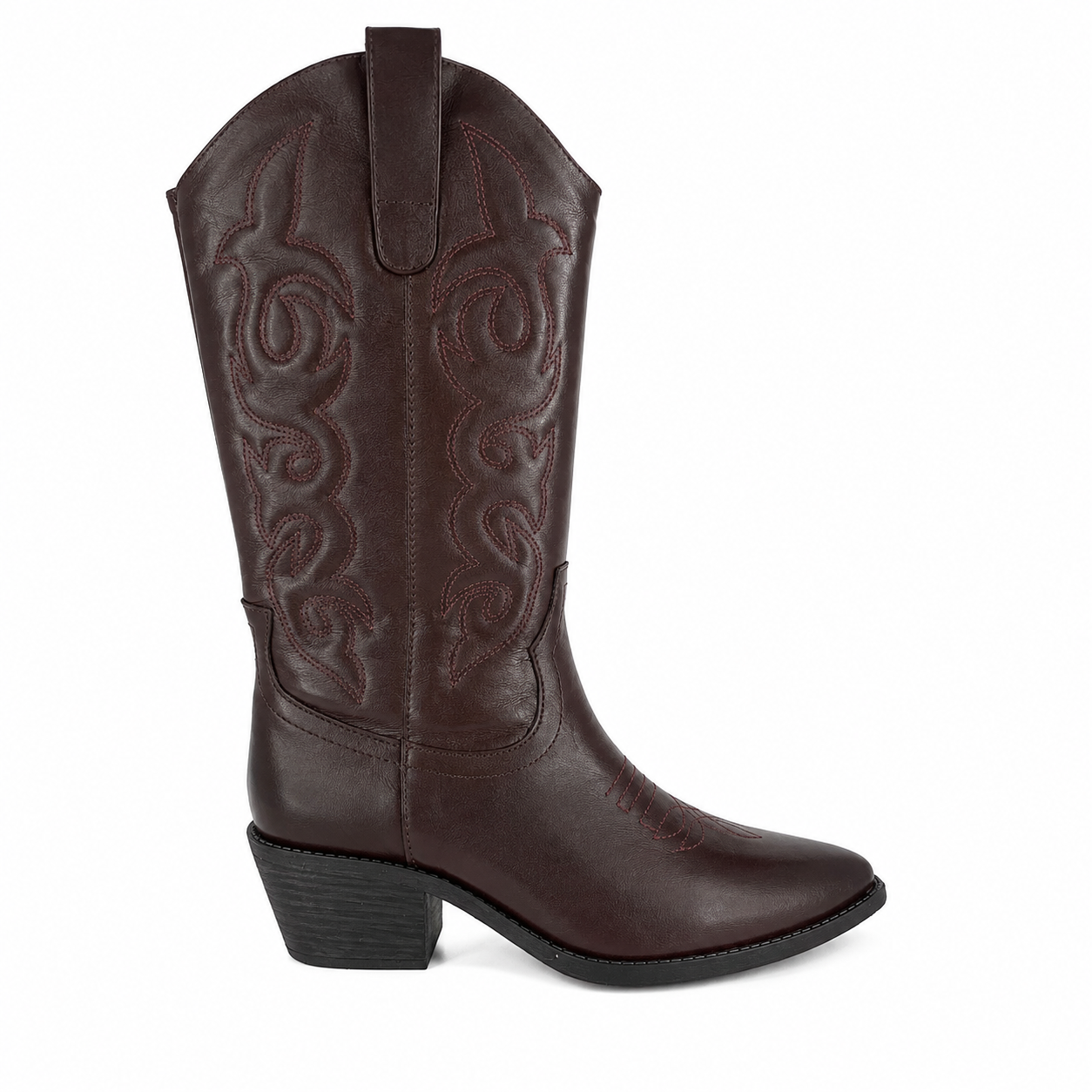 Bota Dama Vaquera Vino  Bordada 7-13114