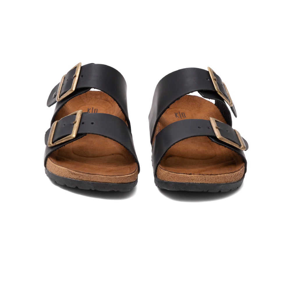Sandalia Casual Negra Doble Correa Ajustable 16-300