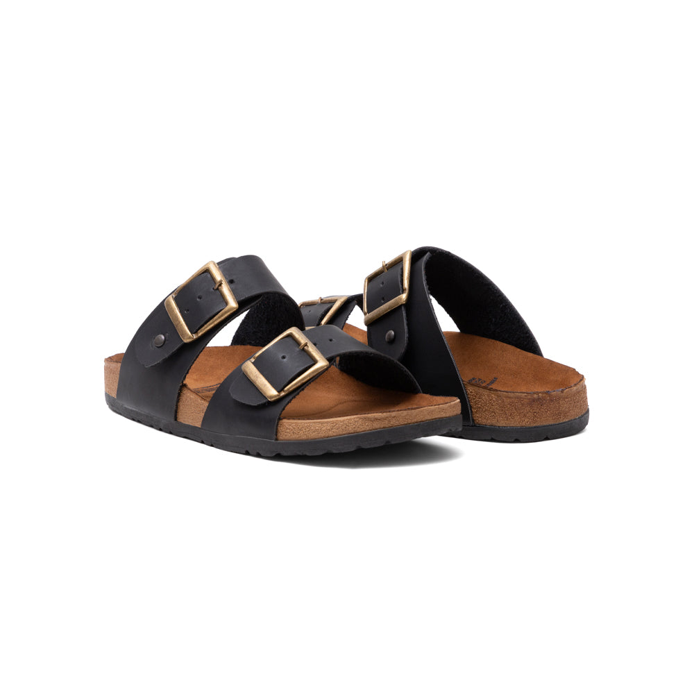 Sandalia Casual Negra Doble Correa Ajustable 16-300