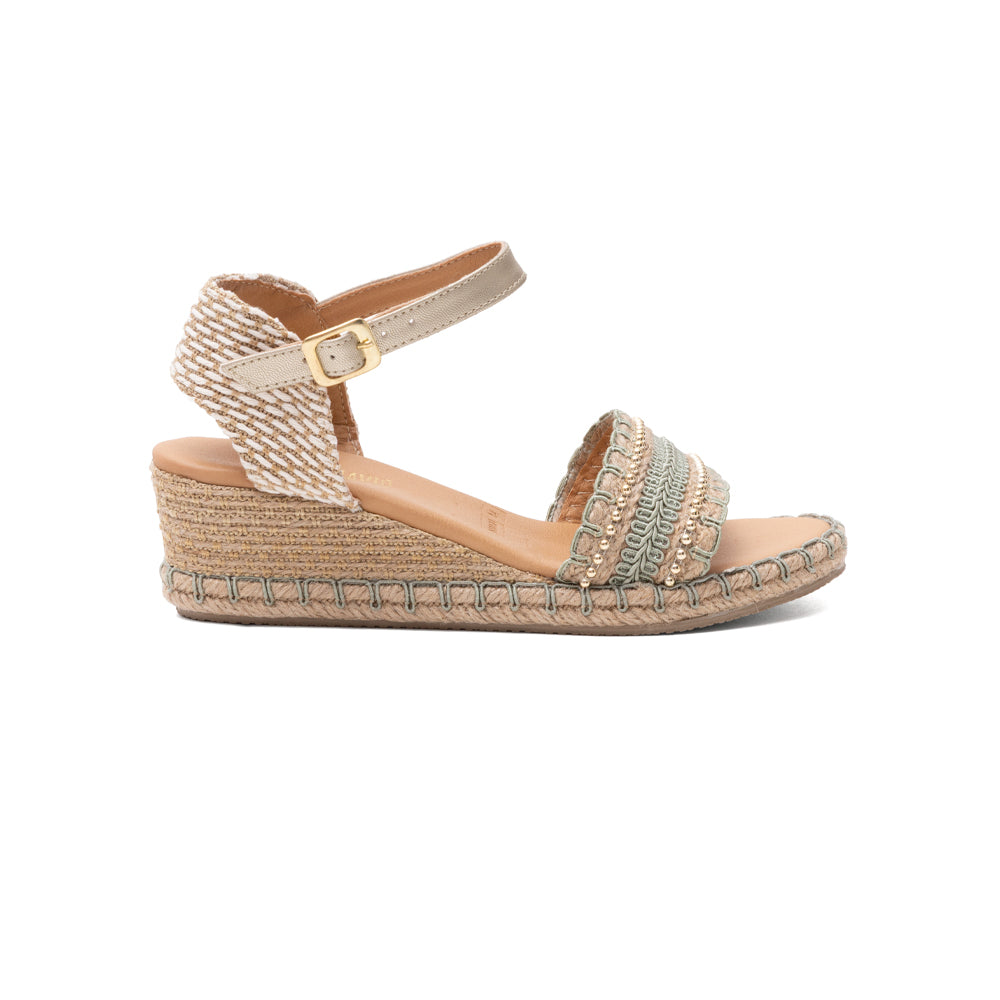 Alpargata Verde Plataforma Yute con Pulsera 5-201