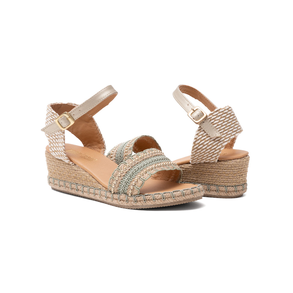 Alpargata Verde Plataforma Yute con Pulsera 5-201