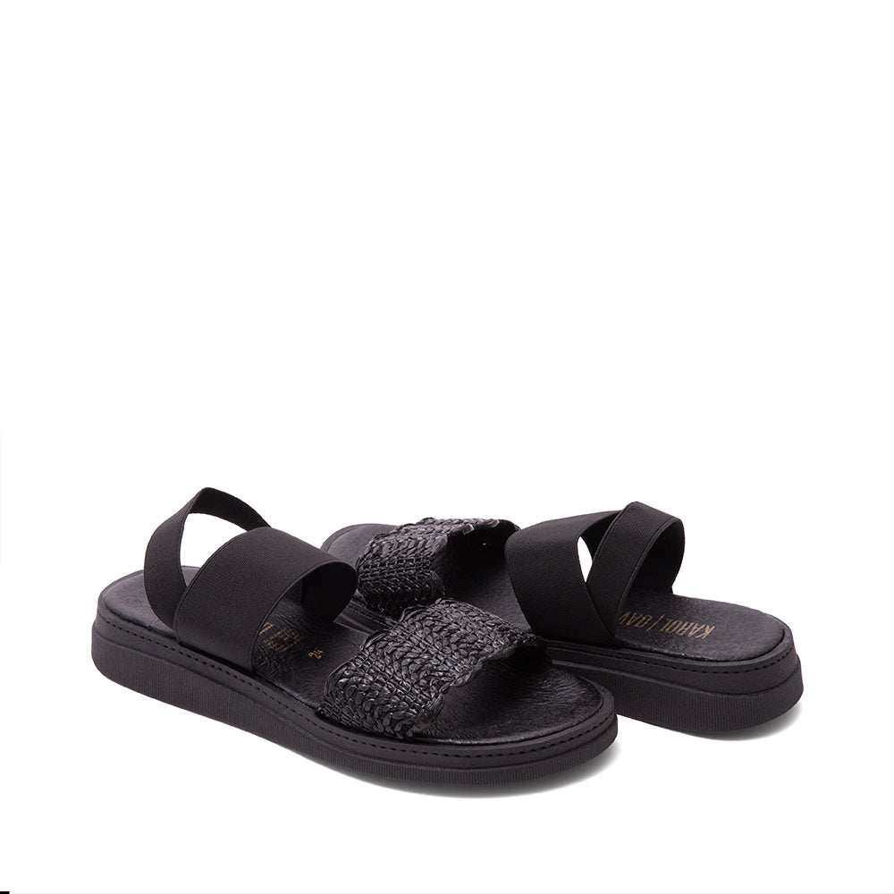 Sandalia Negro Con Tejido 24-053