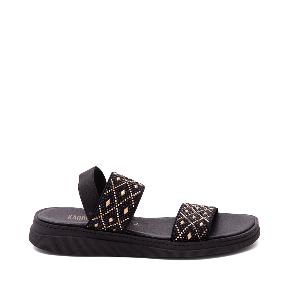 Sandalia Negra Con Brillos 24-052