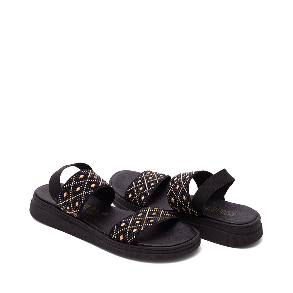 Sandalia Negra Con Brillos 24-052