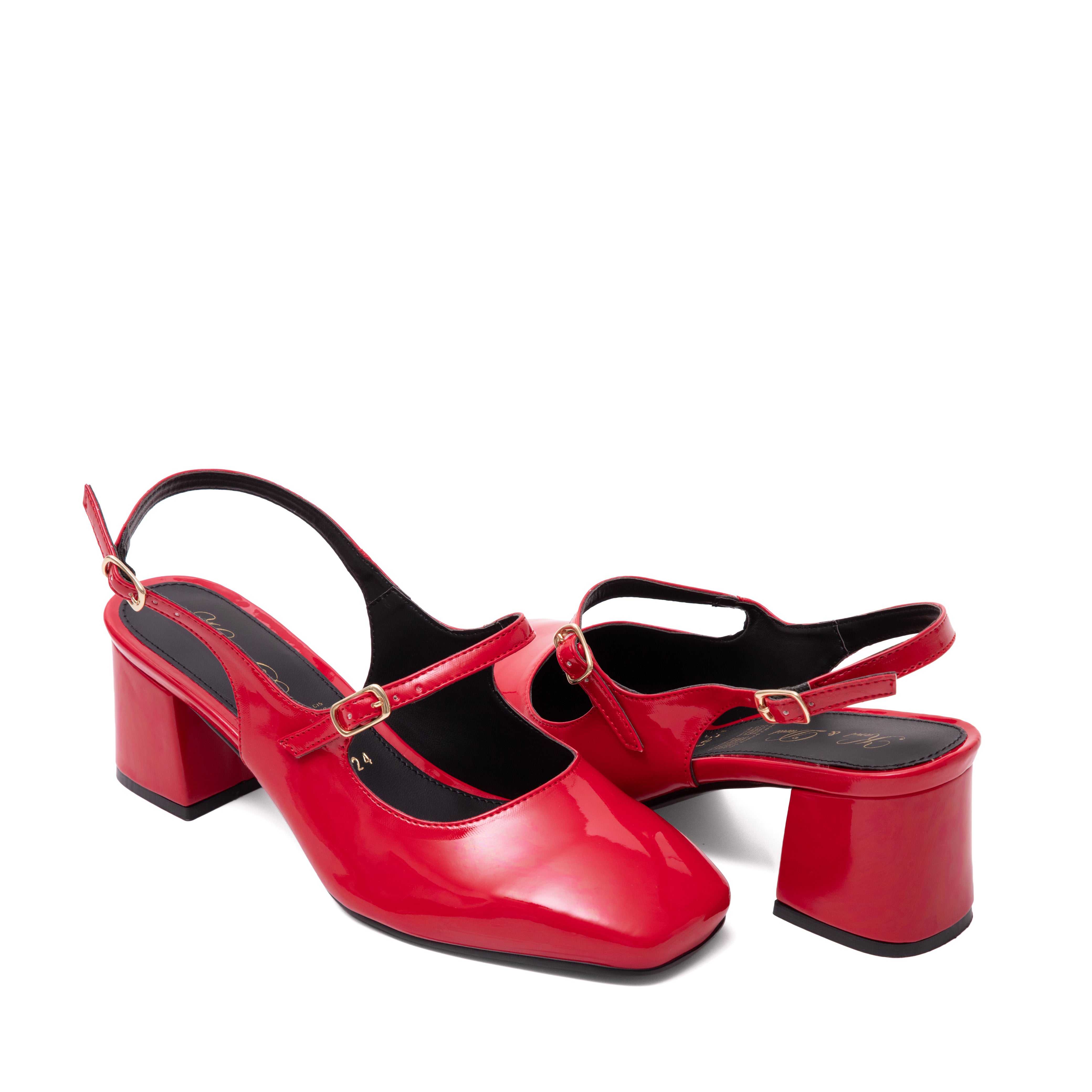 Zapatilla De Vestir Punta Cuadrada Charol Flama 41-4203