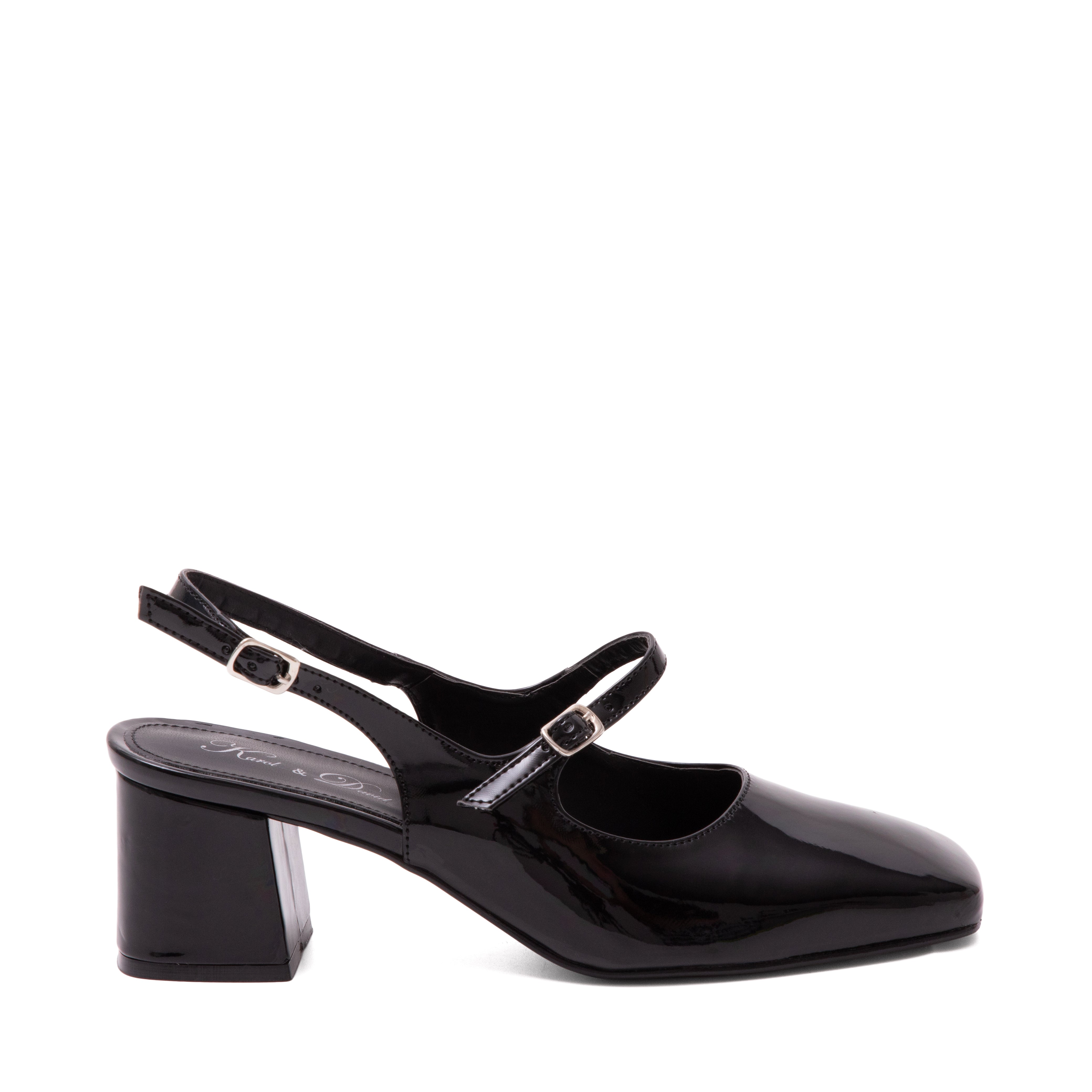 Zapatilla De Vestir Punta Cuadrada Charol Negro 41-4203