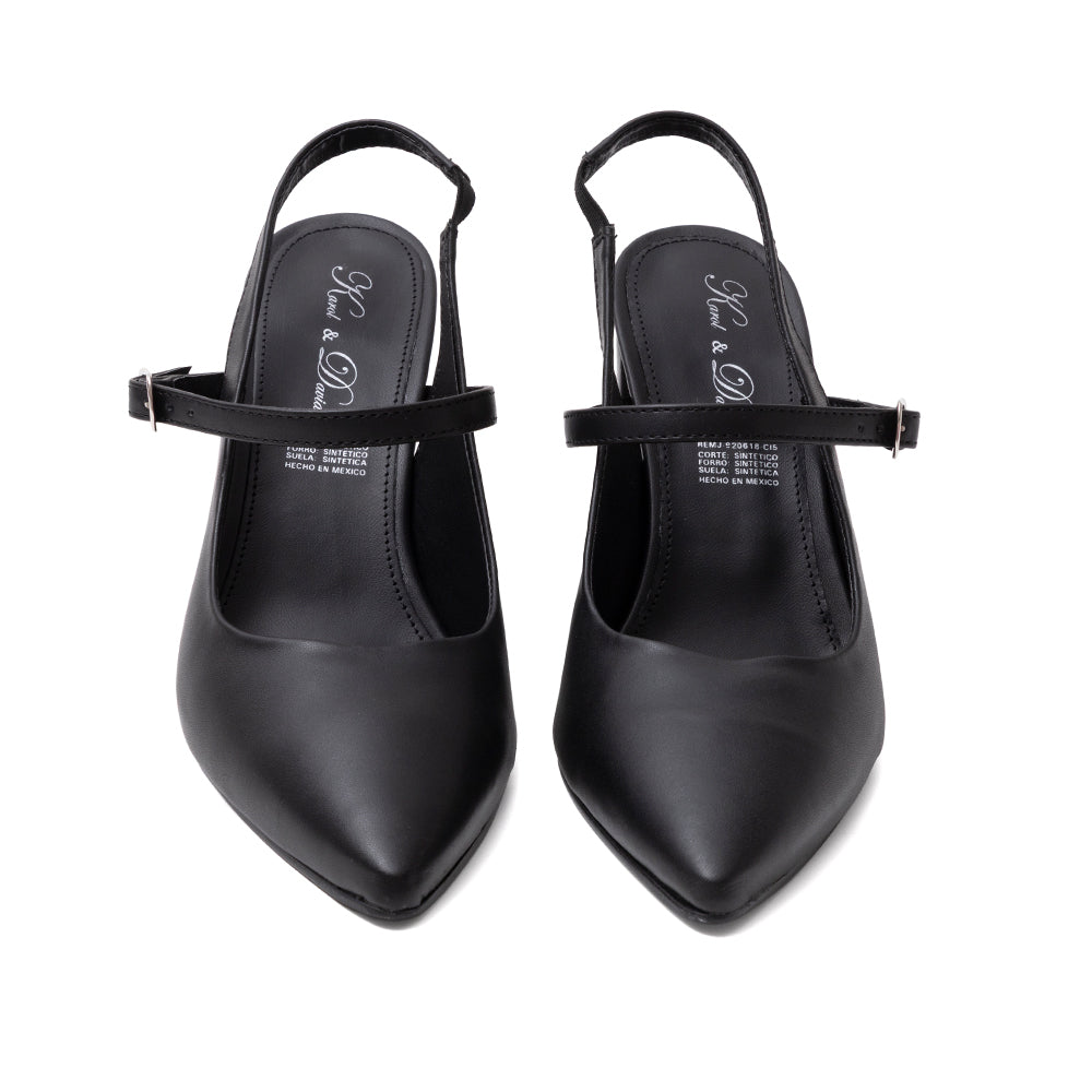 Zapatilla Mujer Negra Tacón Ancho Punta Fina 41-1800