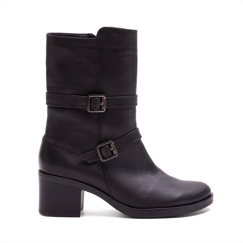 Bota Dama Negra Piel 24-701