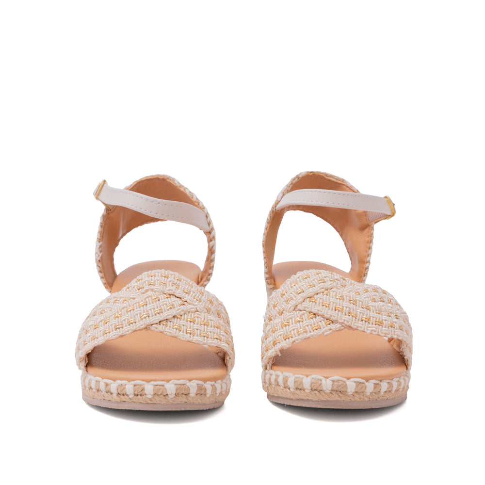 Alpargata Beige Con Trenza Plataforma Yute 5-233