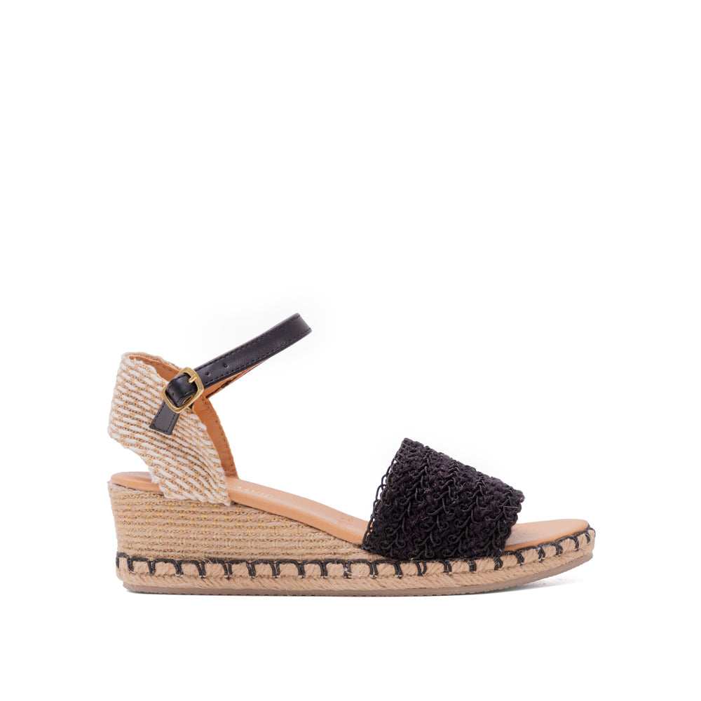 Alpargata Negra Plataforma Yute con Pulsera 5-288