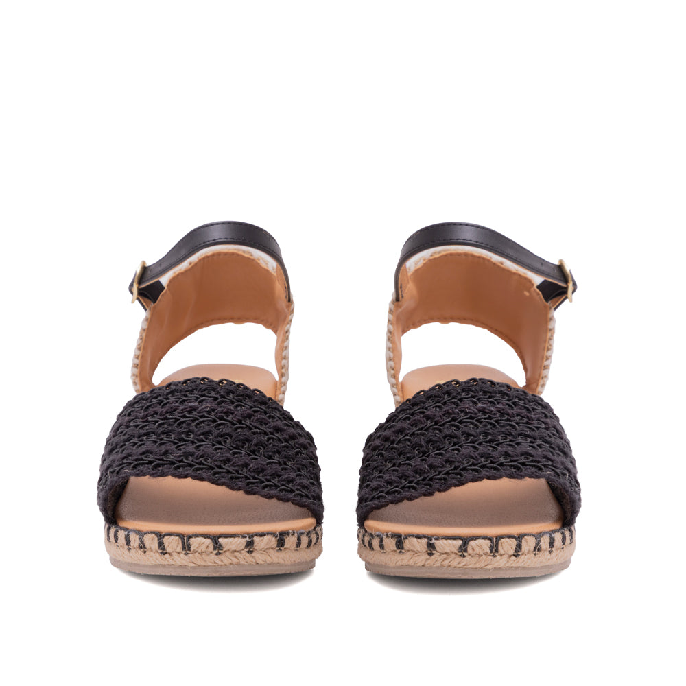 Alpargata Negra Plataforma Yute con Pulsera 5-288